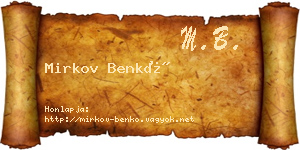 Mirkov Benkő névjegykártya